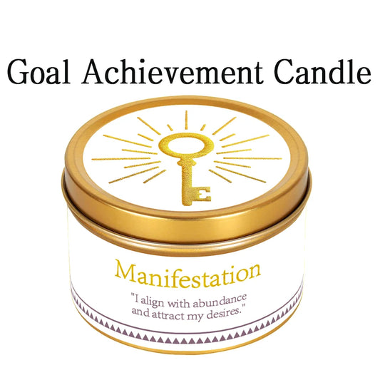 Goal Achievement Manifestation Candle | Scented Soy Wax for Success & Focus | Spiritual Gift with Intention Card
