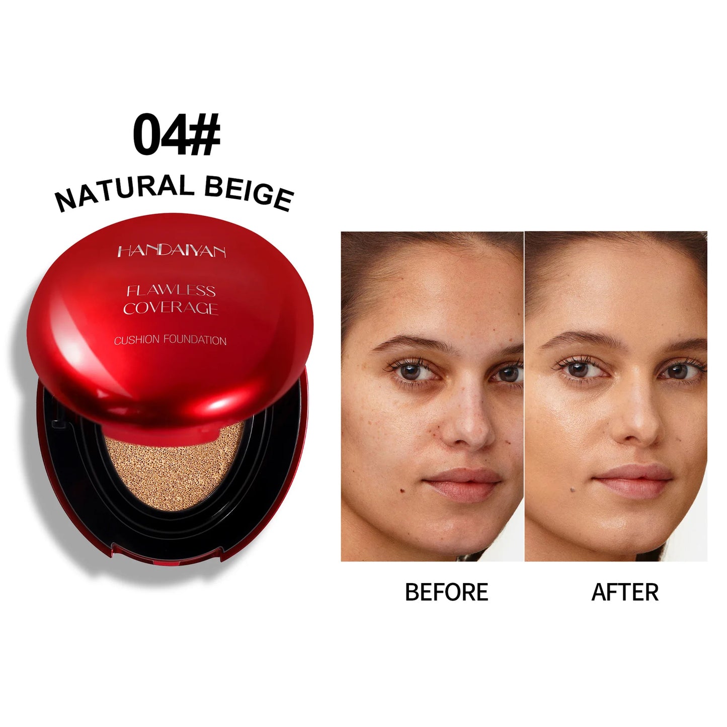 Red Shell Air Cushion Foundation Concealer Long Lasting Non-Stick Foundation