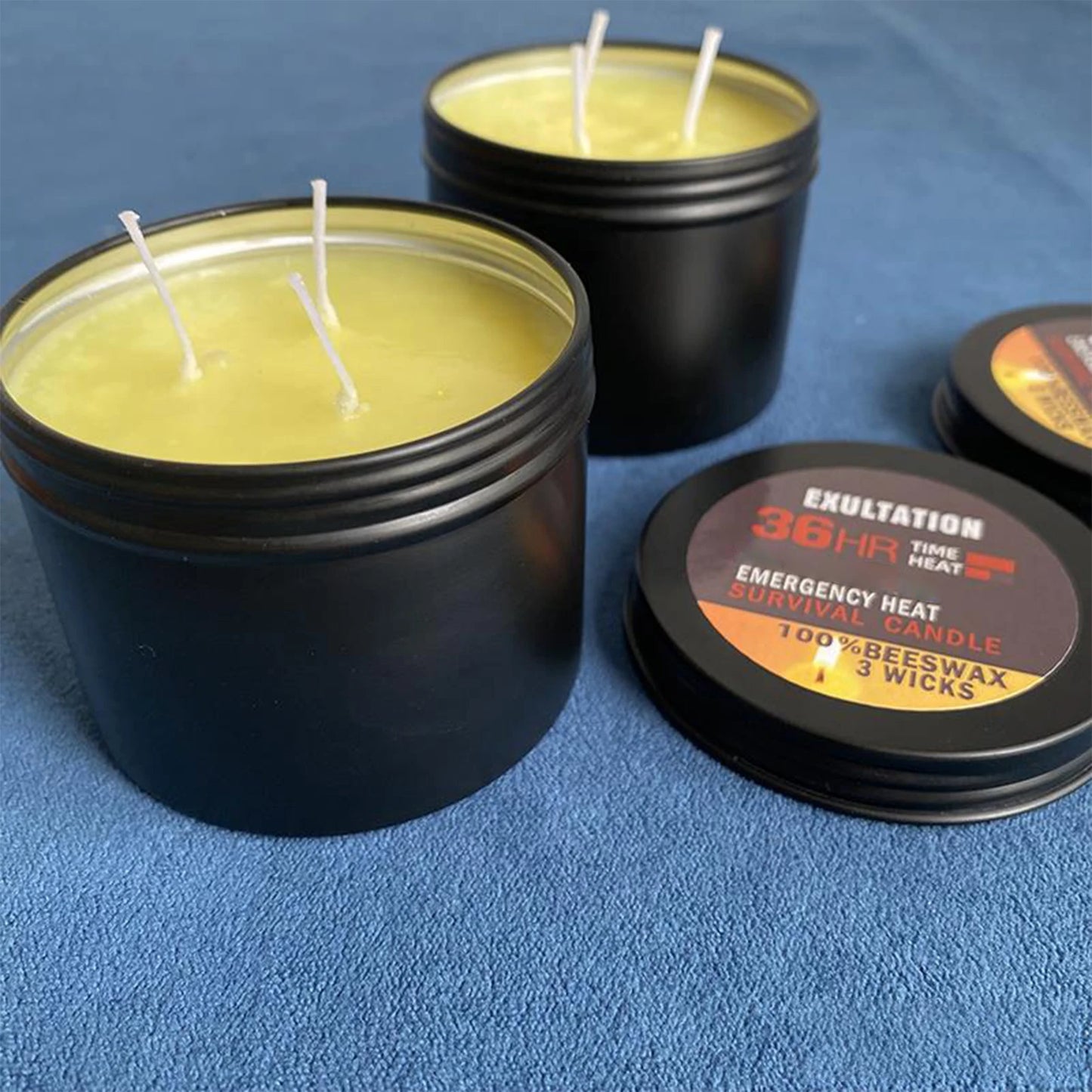 36 Hour Survival Candle 3- Environmentally Friendly Odorless Candle with Lid Picnic Outdoor Supplies