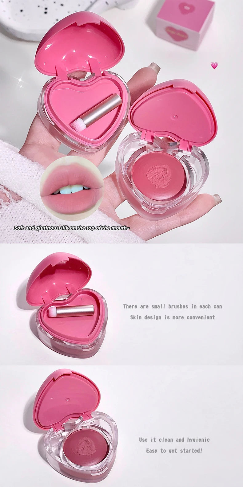 Gegebear Love Lip and Cheek Cream Matte Powder Soft Color Love Valentine's Day