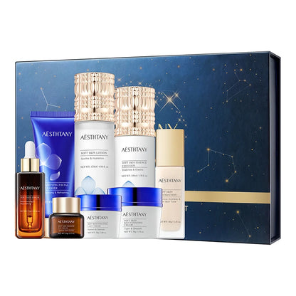 Revitalizing Brightening Nourishing Luxury Skincare Set Eight Pieces Improves Skin Texture Enhances Radiance Firms and Hydrates