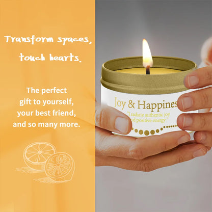 Crystal Ritual Candle | 3oz (Joy & Happiness) - Natural Soy Wax with| 30H Clean Burn, Luxury Spiritual Gift for Valentine's Day