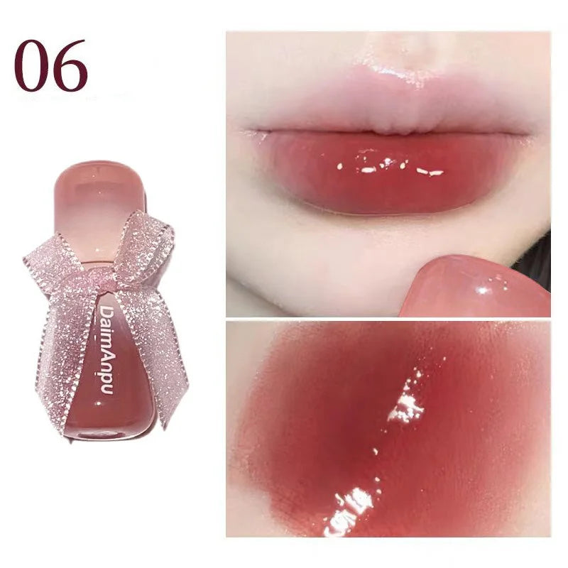 Sweet Lip Gloss Jelly Lip Glaze Moisturizing Lip Tint Mirror Waterproof Non-stick Cup Solid Makeup LipOil Lipstick Cosmetic