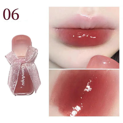 Sweet Lip Gloss Jelly Lip Glaze Moisturizing Lip Tint Mirror Waterproof Non-stick Cup Solid Makeup LipOil Lipstick Cosmetic