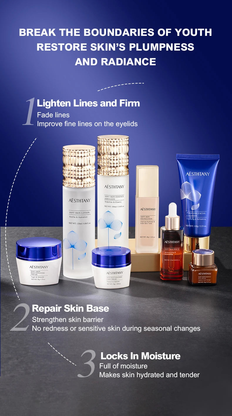 Revitalizing Brightening Nourishing Luxury Skincare Set Eight Pieces Improves Skin Texture Enhances Radiance Firms and Hydrates