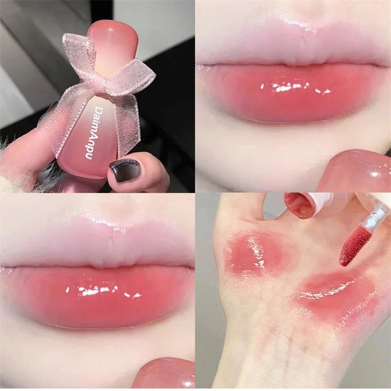 Sweet Lip Gloss Jelly Lip Glaze Moisturizing Lip Tint Mirror Waterproof Non-stick Cup Solid Makeup LipOil Lipstick Cosmetic
