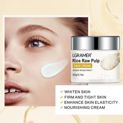 White Rice Serum Cream Combo Smooth Wrinkles Lifting Shrink Pores for Younger Healthier Skin Moisturizing Rice Raw Pulp Care Se