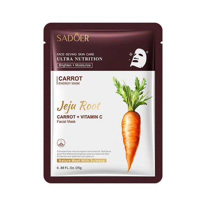 5pcs SADOER Plant Roots Face Mask Ginseng Carrot Ginger Facial Masks Moisturizing Firming Hydrating Face Sheet Mask Skin Care