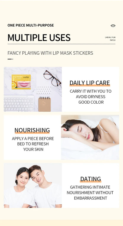30pcs Fruits Lip Mask Moisturizing Nourishing Collagen Lip Patches Plump Lips Beauty Skincare Lips Pads Lipmask Skin Care