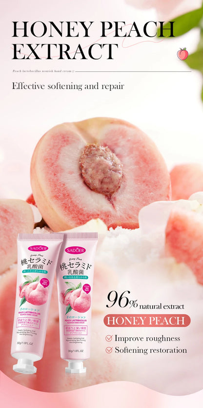 3/5pcs SADOER Peach Lactobacillus Hand Cream Anti-Drying Crack Moisturizing Brightening Repairing Hand Creams Hands Skin Care