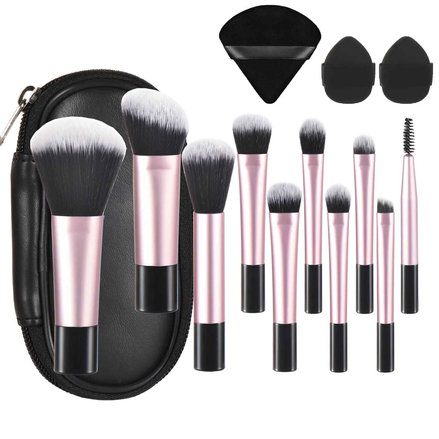 10 black Mini makeup brush Travel portable Makeup Tool Makeup Puff - Palm Brush Professional Makeup tool set