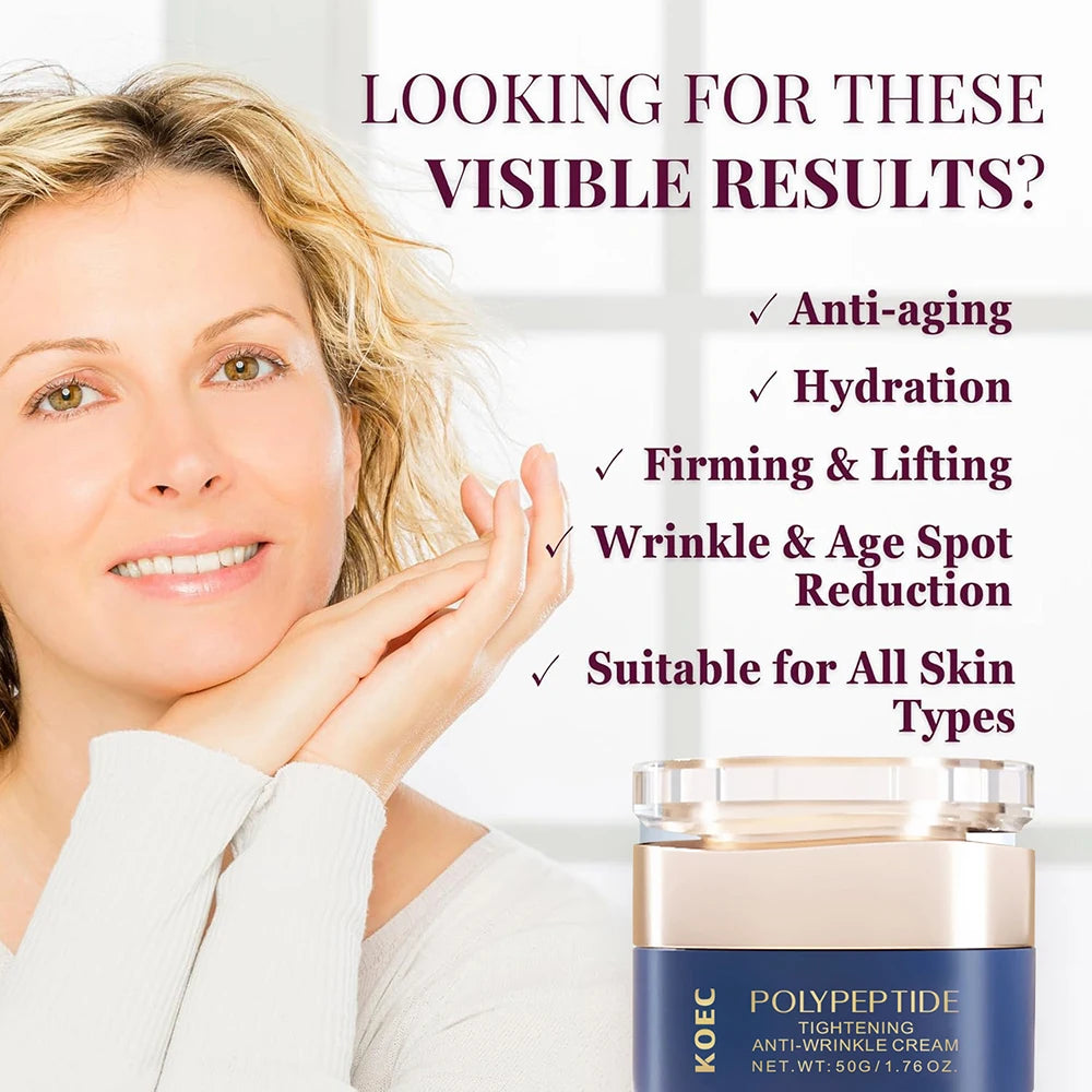 KOEC Face Cream AHA+BHA+PHA Pore Care Cream Skin Booster Serum Tightening Anti-Wrinkle Cream Deep Wrinkle Repair Night Cream