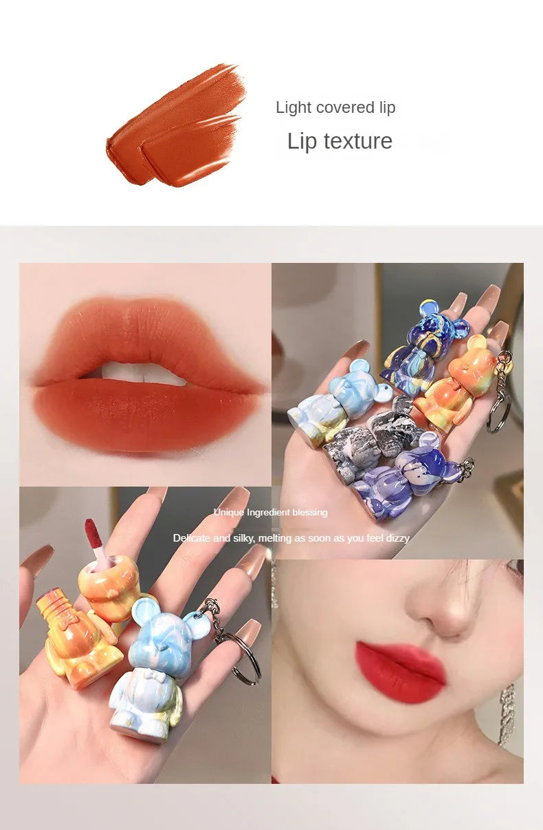 Fluid Bear Non Stick Cup Fog Lipstick Velvet Matte Silky Texture Easy To Color Lasting Does Not Fade Lip Gloss Makeup Cosmetic