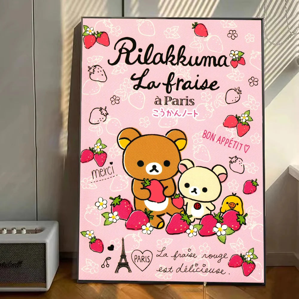 Japan Anime Cute Cartoon Rilakkuma Poster Stickers Art Wall Murals Decor Game Room Decor Gifts Kawaii HD Painting Cat Cars