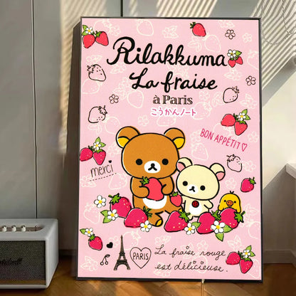 Japan Anime Cute Cartoon Rilakkuma Poster Stickers Art Wall Murals Decor Game Room Decor Gifts Kawaii HD Painting Cat Cars