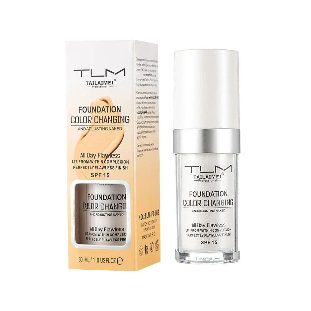 3PCs Color Changing Foundation, Temperature Liquid Foundation Naturally Blends Moisturizing Foundation Makeup Lasting Waterproof