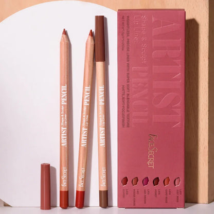 6pcs Lip Liner Pen 6 Colors Waterproof And Sweat-proof Not Easy To Fade Non-stick Cup Nude Lipstick Pencil SET