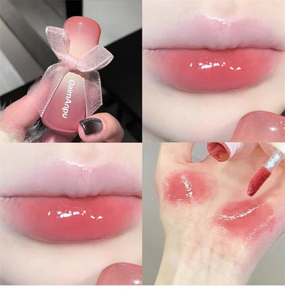 Sweet Lip Gloss Jelly Lip Glaze Moisturizing Lip Tint Mirror Waterproof Non-stick Cup Solid Makeup LipOil Lipstick Cosmetic