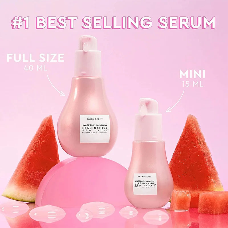 40ML Watermelon Niacinamide Brightening Essence Light Bulb Design W/ Hyaluronic Acid Vitamin E Lightweight Hydrating Face Makeup