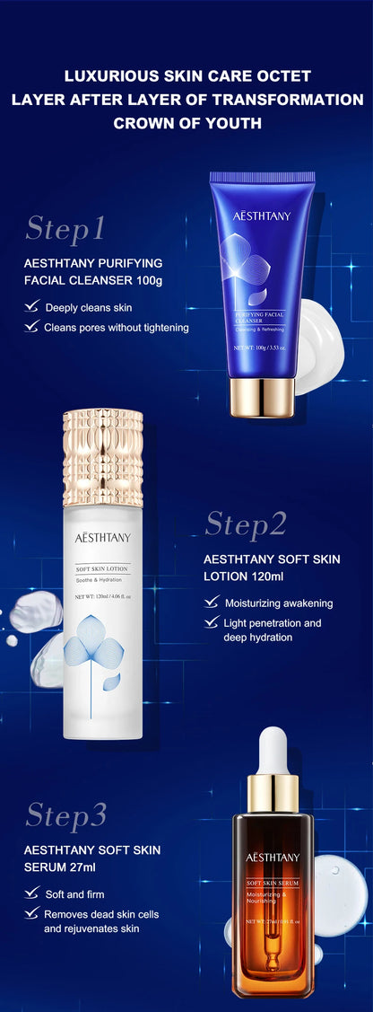 Revitalizing Brightening Nourishing Luxury Skincare Set Eight Pieces Improves Skin Texture Enhances Radiance Firms and Hydrates