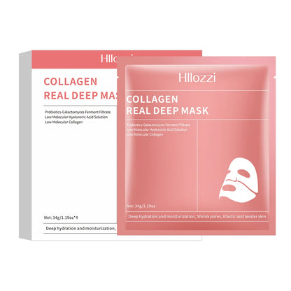 4 pieces of collagen sleeping mask, hydrating, moisturizing and whitening, translucent, thinning, smooth and tender skin