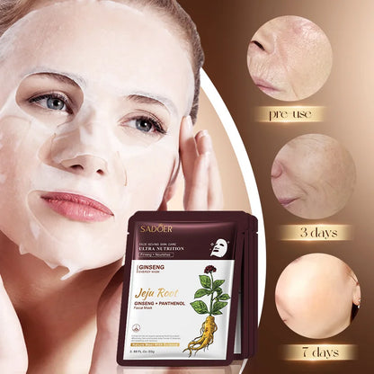5pcs SADOER Plant Roots Face Mask Ginseng Carrot Ginger Facial Masks Moisturizing Firming Hydrating Face Sheet Mask Skin Care