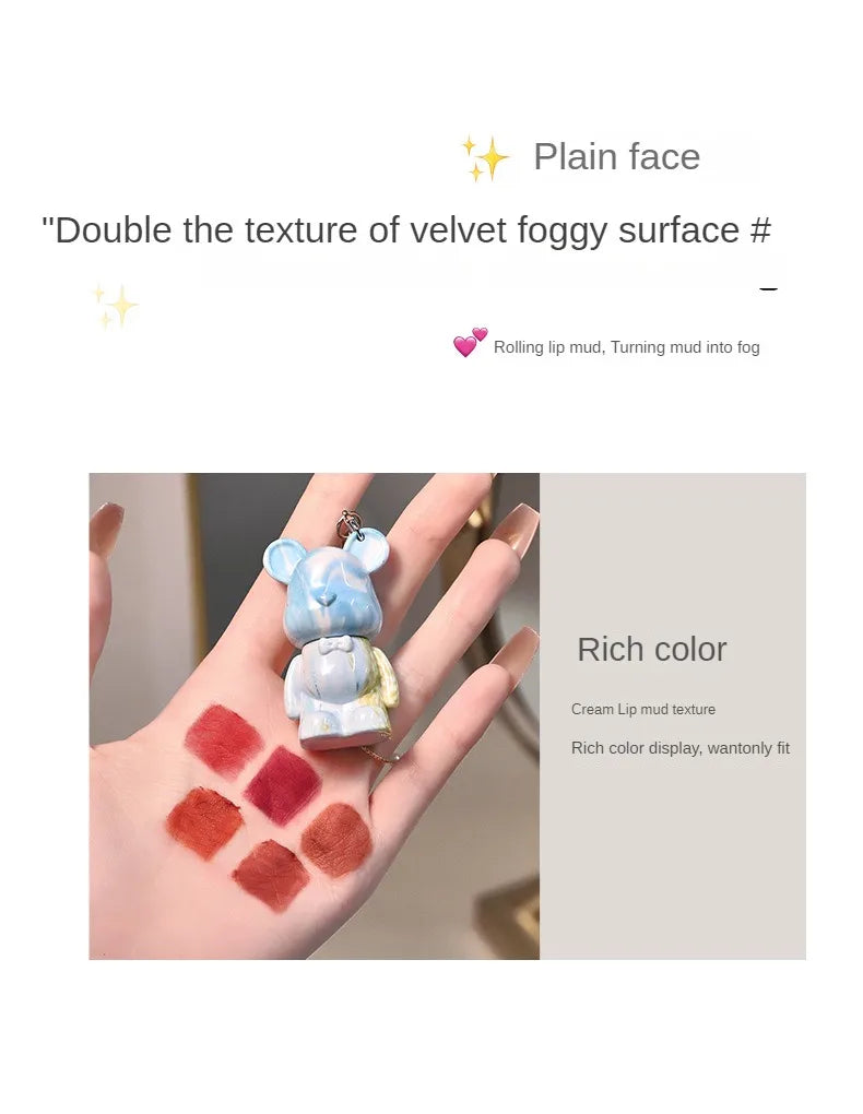 Fluid Bear Non Stick Cup Fog Lipstick Velvet Matte Silky Texture Easy To Color Lasting Does Not Fade Lip Gloss Makeup Cosmetic