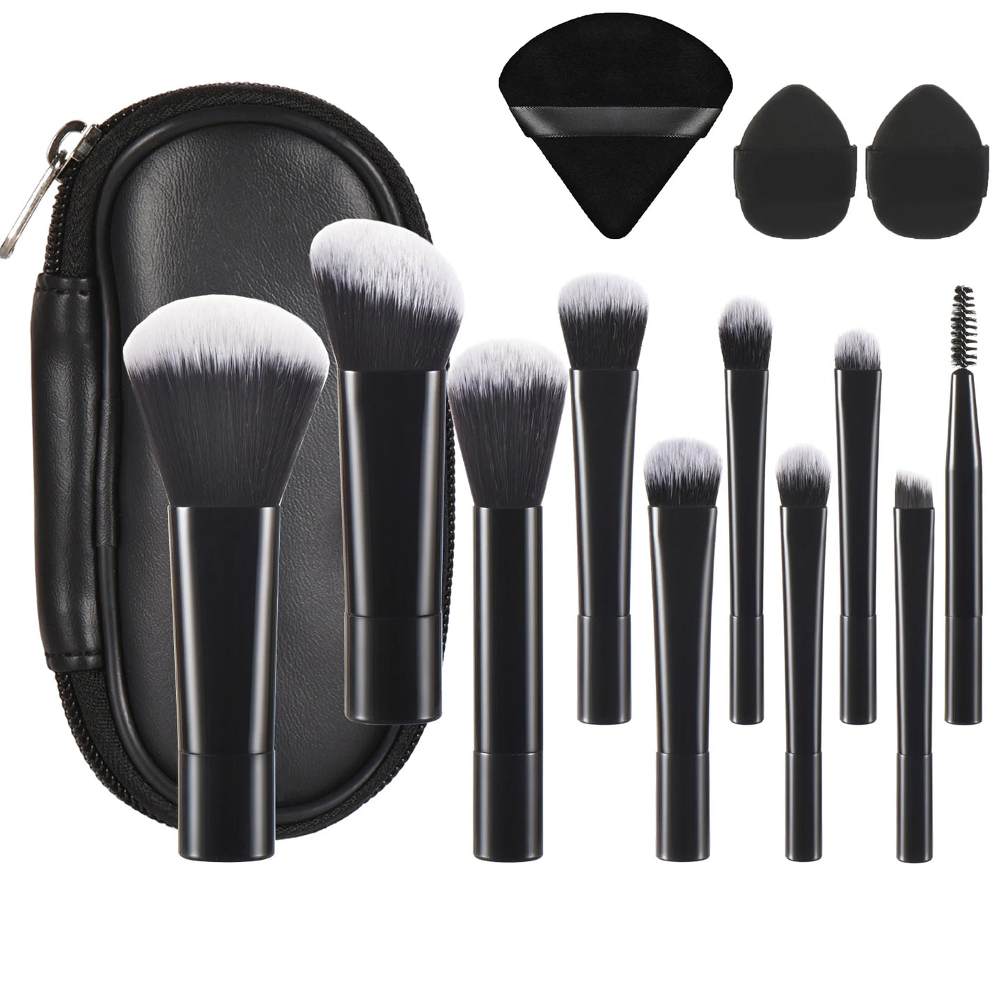 10 black Mini makeup brush Travel portable Makeup Tool Makeup Puff - Palm Brush Professional Makeup tool set