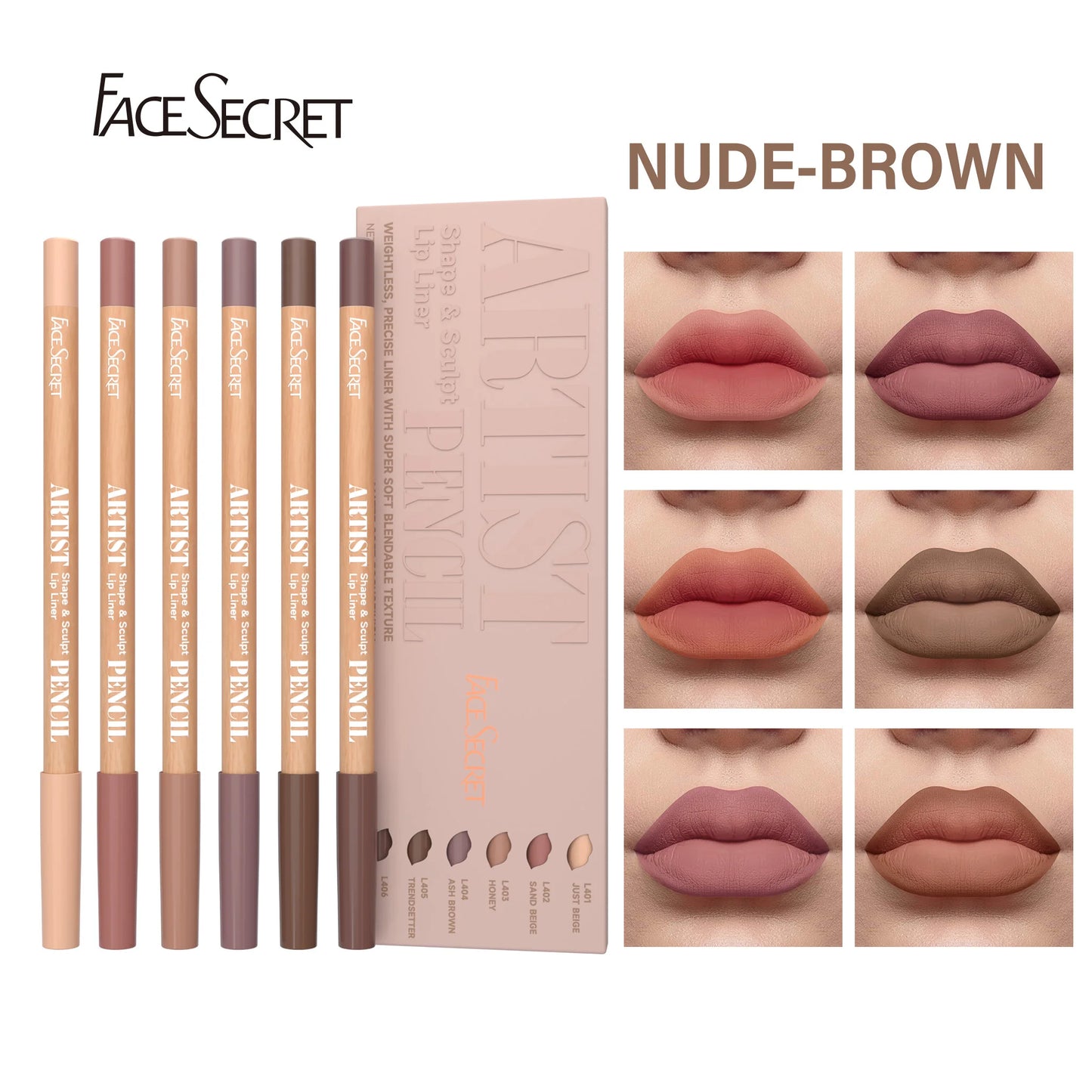 6pcs Lip Liner Pen 6 Colors Waterproof And Sweat-proof Not Easy To Fade Non-stick Cup Nude Lipstick Pencil SET
