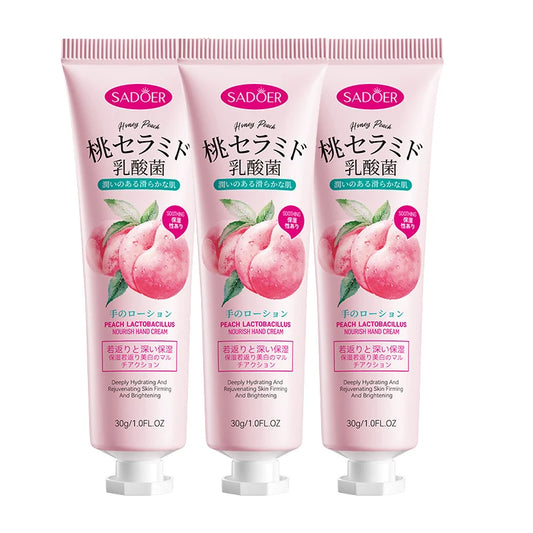 3/5pcs SADOER Peach Lactobacillus Hand Cream Anti-Drying Crack Moisturizing Brightening Repairing Hand Creams Hands Skin Care