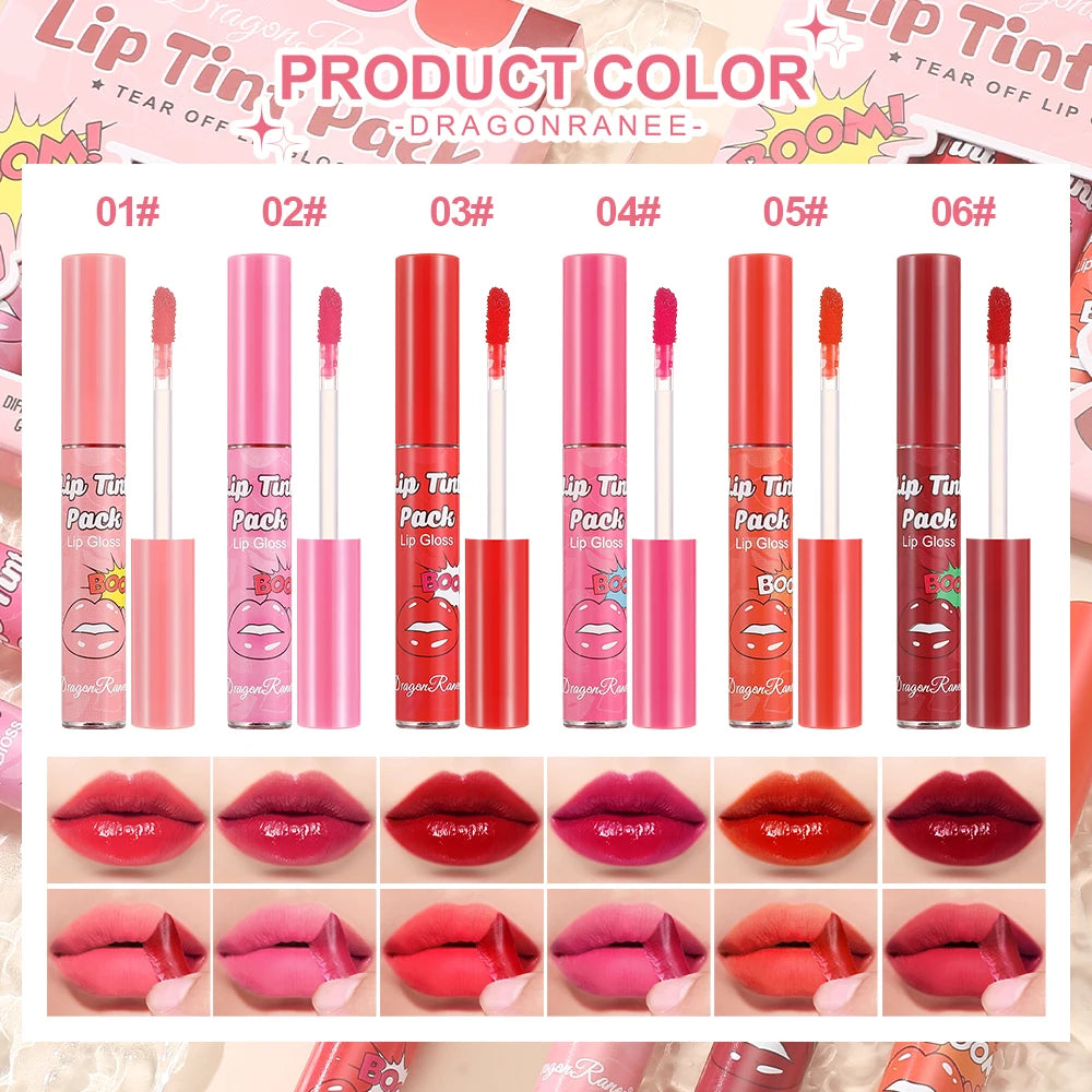 Tear-Off Lip Gloss, Waterproof and Long-Lasting, Suitable for All Skin Types, Hydrating and Moisturizing Lip Balm, Non-Fading, N