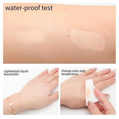 3PCs Color Changing Foundation, Temperature Liquid Foundation Naturally Blends Moisturizing Foundation Makeup Lasting Waterproof