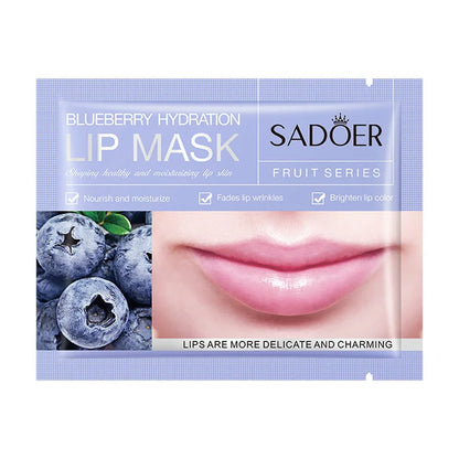 10pcs SADOER Fruits Moisturizing Lip Mask Lips Skin Care Nourishing Hydrating Crystal Collagen Gel Lip Patches Lips Plumper