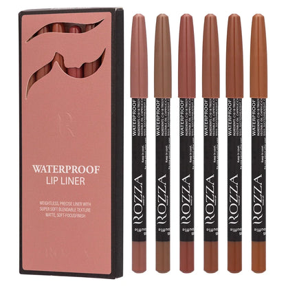 6pcs/set Lip Liner Set 6 Colors Waterproof Matte Longlasting Nude Color Lipstick Pencil Set Brown Lip Liner  Lip Pencil