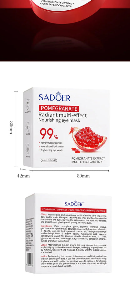 60pcs SADOER Red Pomegranate Collagen Eye Mask Firming Anti Dark Circles Remove Eyes Bag Moisturizing Eye Patches Eyes Skin Care