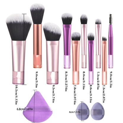 10 black Mini makeup brush Travel portable Makeup Tool Makeup Puff - Palm Brush Professional Makeup tool set