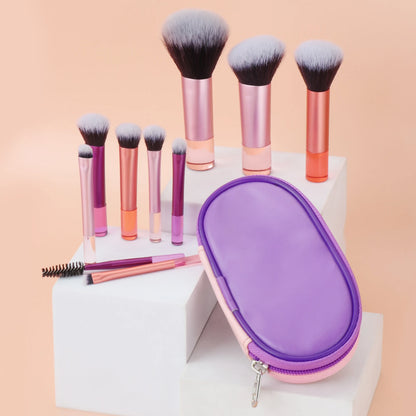 10 black Mini makeup brush Travel portable Makeup Tool Makeup Puff - Palm Brush Professional Makeup tool set