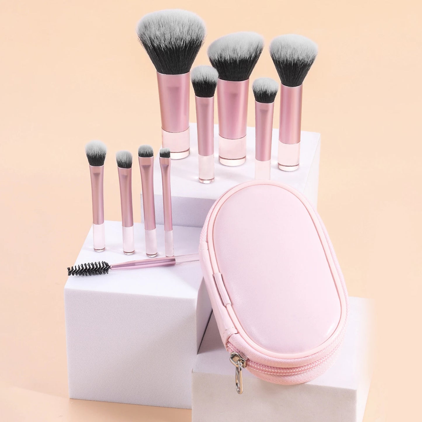 10 black Mini makeup brush Travel portable Makeup Tool Makeup Puff - Palm Brush Professional Makeup tool set
