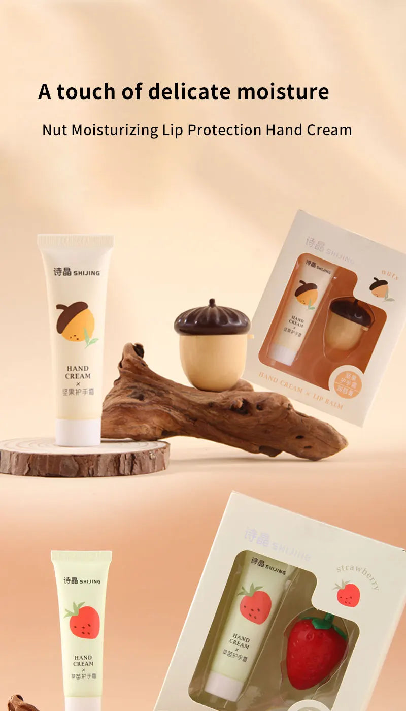 Peach, Strawberry and Nut Hydrating Moisturizing Lip Balm Winter Anti-freeze, Anti-Crack Repair Moisturizing