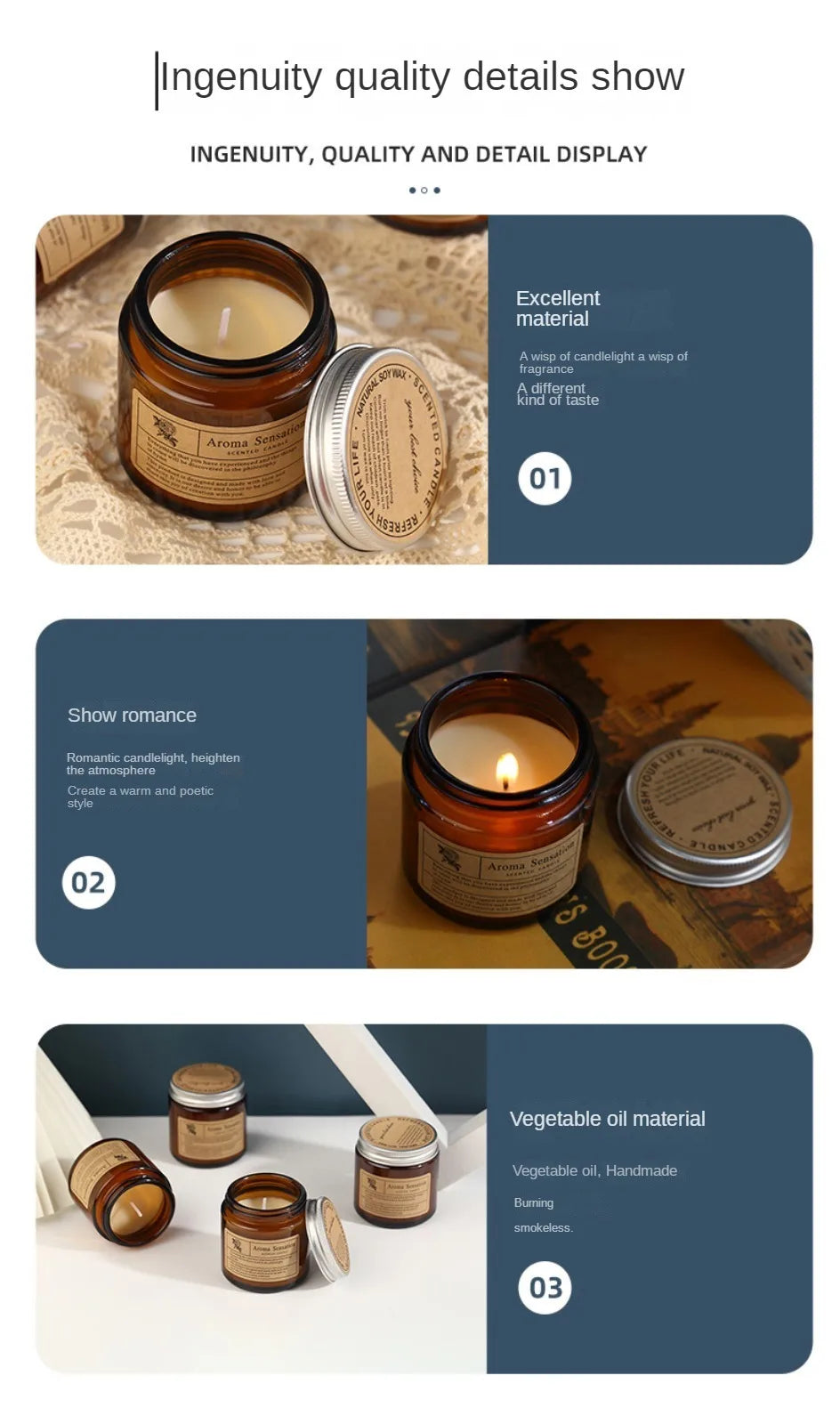 Aromatherapy essential oil candle smokeless soybean candle cup household fragrance ornament souvenir
