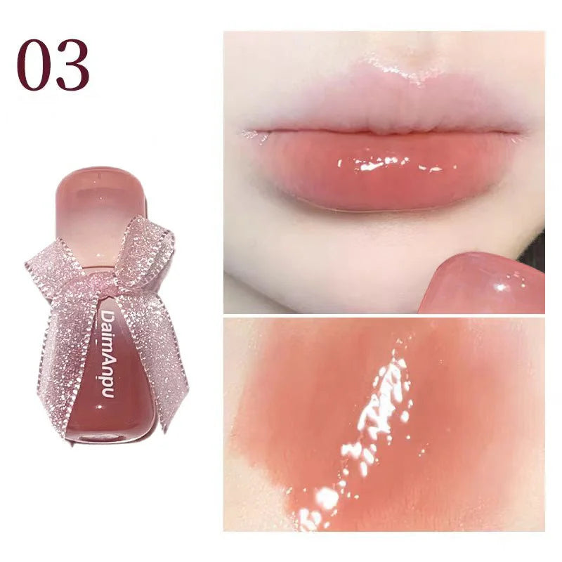 Sweet Lip Gloss Jelly Lip Glaze Moisturizing Lip Tint Mirror Waterproof Non-stick Cup Solid Makeup LipOil Lipstick Cosmetic