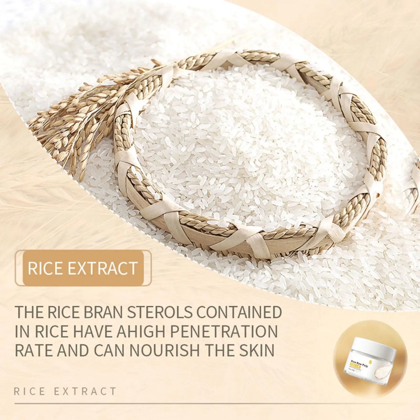 Rice Cream for Face, Rice Raw Pulp Face Cream, Rice Cream Moisturizer for Moisturizing Skin, Shrink Pores, Rice Extract Anti Agi
