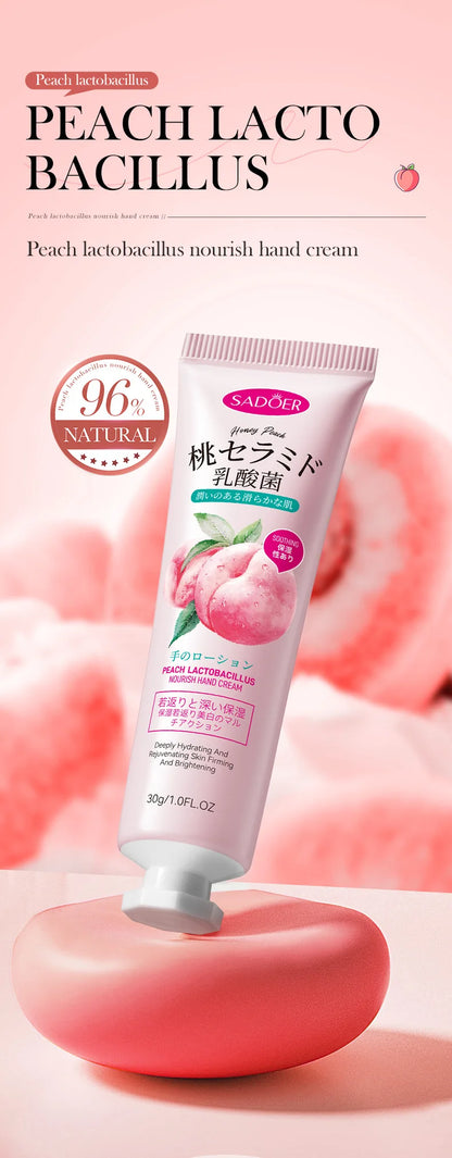 3/5pcs SADOER Peach Lactobacillus Hand Cream Anti-Drying Crack Moisturizing Brightening Repairing Hand Creams Hands Skin Care