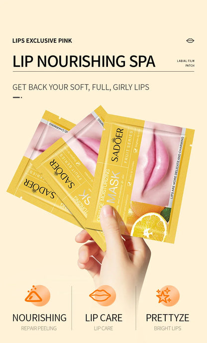 30pcs Fruits Lip Mask Moisturizing Nourishing Collagen Lip Patches Plump Lips Beauty Skincare Lips Pads Lipmask Skin Care