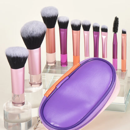 10 black Mini makeup brush Travel portable Makeup Tool Makeup Puff - Palm Brush Professional Makeup tool set