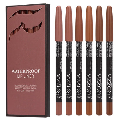 6pcs/set Lip Liner Set 6 Colors Waterproof Matte Longlasting Nude Color Lipstick Pencil Set Brown Lip Liner  Lip Pencil