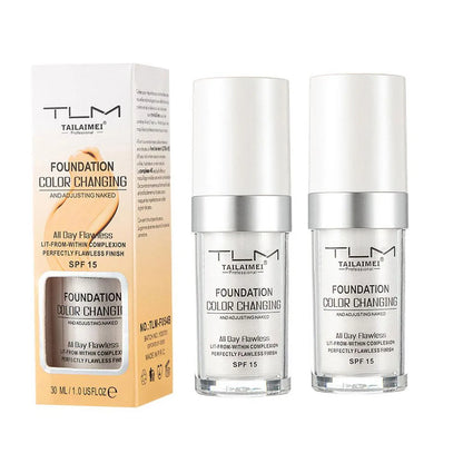 3PCs Color Changing Foundation, Temperature Liquid Foundation Naturally Blends Moisturizing Foundation Makeup Lasting Waterproof