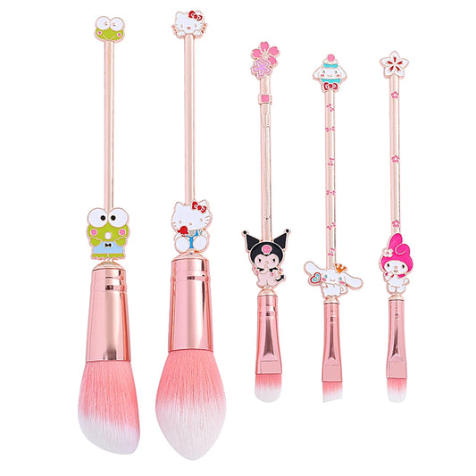 5pcs/set Hello Kitty Makeup Brush Kawaii Kuromi My Melody Cinnamoroll Cartoon Character Cosplay Prop Makeup Brushes Tool