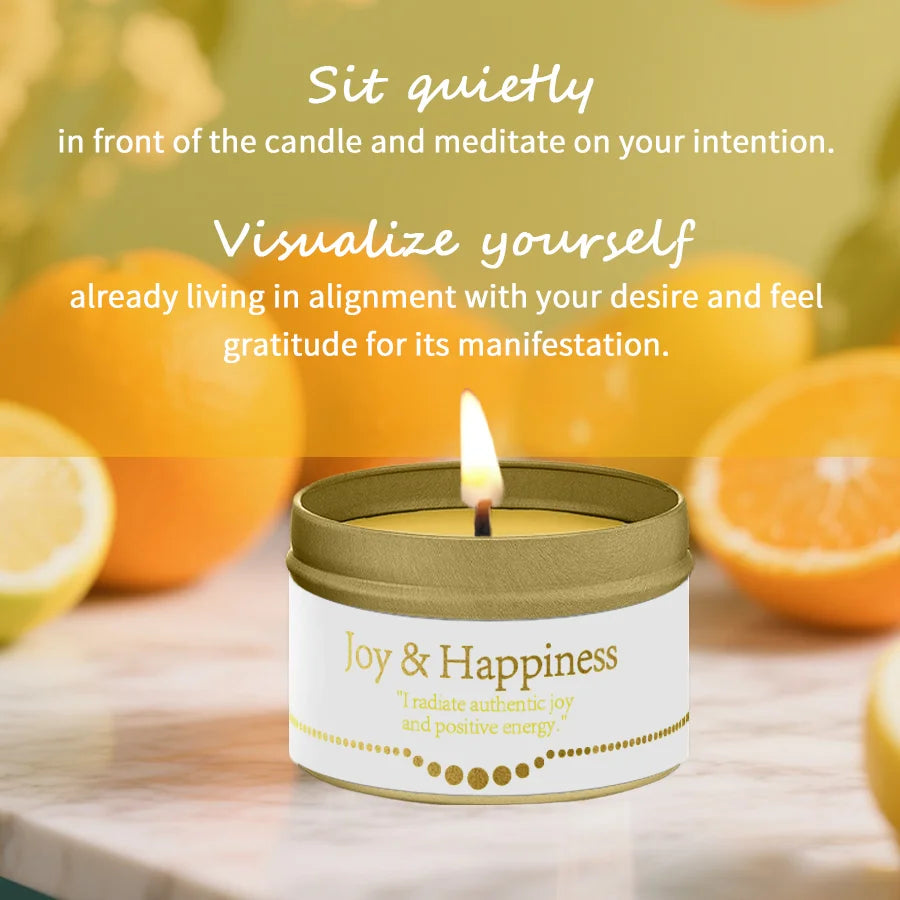 Crystal Ritual Candle | 3oz (Joy & Happiness) - Natural Soy Wax with| 30H Clean Burn, Luxury Spiritual Gift for Valentine's Day