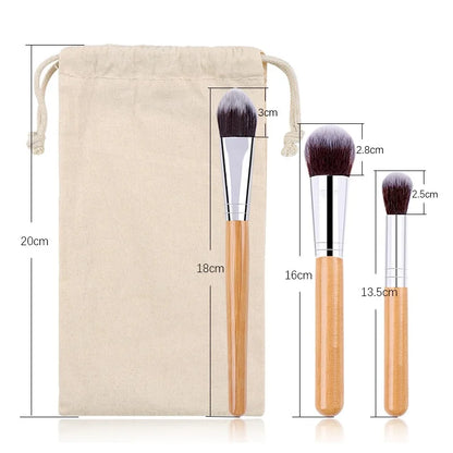 11 Pcs/Set Natural Bamboo Handle Makeup Brushes Set Professional Foundation Blending Brush Cosmetic Make Up Tool With Cotton Bag